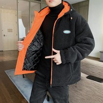남성 기모 양털 루즈핏 후리스 배색 안감 집업 점퍼 중학생 고등학생 교복에 어울리는