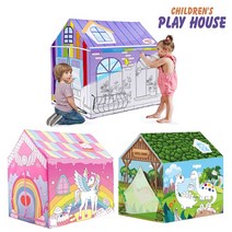 [22년 NEW] 어린이 그림놀이 텐트 3종 기획 그래피티 플레이하우스 색칠하기&놀이 학습 놀이용 텐트, 01. 프린세스 (화이트)