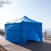 노상 포장마차 방수 테라스 캐노피 천막 쉼터 접이식 차광막 바람막이 옥상, 청백 민자풀세트, 32mm스틸골조 3X3