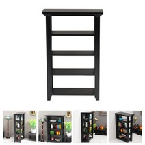 화분 진열대 거치대 정리대 받침대 베란다 걸이대 화분선반 미니 미니어처 하우스 가구 책장 나무 캐비닛 shelfdollhouse 나무 인형 4년 모델 do Organizer, 12.7x8.4x7.3cm, 검은색