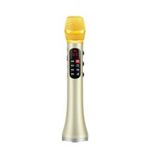공연용 무선 마이크 노래방 핀 블루투스 유튜브 핸드 휴대용 eonko l-1038 25w 지능형 스피커 tf tws 레코더 이어폰 dsp 5000mah 배터리, 골드 l-1038
