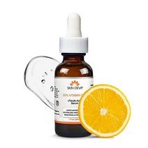 SKIN DEVA 얼굴용 20% 비타민C 세럼 비타민E 플러스 페룰산 스킨 케어 29.6ml(1fl oz) 30ml 스킨를 상쾌하게 하고 중화하여 비타민세럼을 밝게 합니다