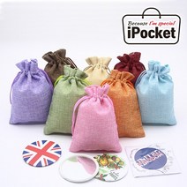 IPOCKET 아이포켓 레인보우 복주머니 린넨 무지 조리개 파우치