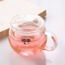 키알리 홈카페 차 유리 찻잔 내열 유리 티머그 뚜껑 티 머그컵 300ml