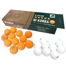 NI코리아 5성탁구공 탁구공 선수용 흰색 주황색 12개입, 1팩, 5성탁구공/흰색(12개입)