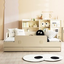 소르니아 뉴수플레 서랍형 어린이 수납 슈퍼싱글 침대 + 안전가드 + 매트리스, 04. 침대+안전가드+오이오가닉 9cm어린이토퍼