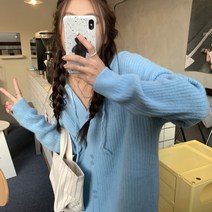 나루니 W05925 여성후드가디건 버튼가디건 모자달린가디건 오버핏 소프트가디건
