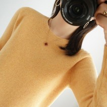 여성 O넥 풀오버 캐주얼 니트 상의 100% 순수 울 캐시미어 스웨터 봄 가을 여성 재킷 15 색