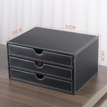 가죽 결재함 3단 테이블 파일 수납함 서랍형 아이디어 비즈니스 A4 정리장 사무용품 선반, 블랙 3단 횡서랍