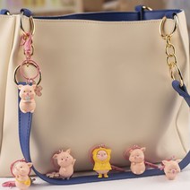 귀여운 돼지 가방고리 열쇠키링 6마리 세트