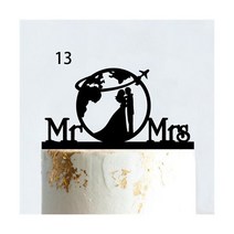 Mr & Mrs 여행 웨딩 케이크 토퍼 세계지도 신랑 아크릴 우드 항해 테마 커플 기념일 파티 장식, 73.style13 - Mirror Gold