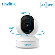 Reolink 5MP PTZ 홈 보안 카메라 와이파이 2.4G5G 3x 광학 줌 팬틸트 양방향 오디오 실내 SD 카드 슬롯 원격 액세스 E1 줌, 1캠, 협동사