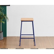 심플 베이직 참죽나무 스틸 1인 스툴 의자 3colors 북유럽 업소용, 딥블루