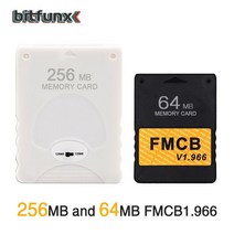 Bitfunx-메모리 카드 256MB 소니 플레이 스테이션 2 PS2 용 게임 데이터 스틱 모듈 FMCB 블랙 화이트 컬러 빈, [01] 256MB-white