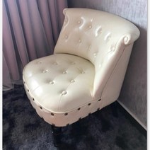 빈티지 유광 엔틱 앤틱 1 2 3인 소형 가죽 소파 쇼파 의자, 아이보리 + 1인용