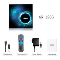 TV수신기 지상파안테나 공중파안테나 공청안테나 최신 T95 박스 안드로이드 10.0 6k 2.4g 5g 와이파이 3D 음성 64G 4k 쿼드 고속 코어 셋톱박스 멀티미디어 플레이, Eu 플러그, 04 4G 128G