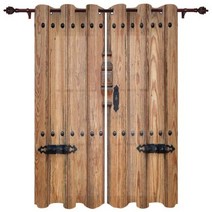 나무 문 복고풍 스타일 창 커튼 침실 거실 주방 장식 블라인드