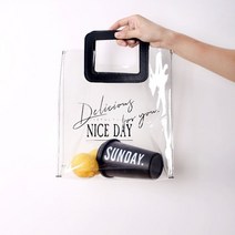 JH+사각 손잡이 PVC 투명백 토트백_S/N:C5+25ACB8 ; 비치투명백 투명가방 투명토트백 손잡이가방 스퀘어백 pvc백팩 페이퍼백 투명비닐백 사각비치백