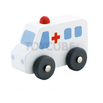 화이트 구급차 원목 자동차 장난감 3살 목욕 부모 EQ
