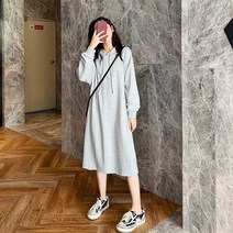 위위브렌 여성용 빅사이즈 데일리 롱 후드 원피스