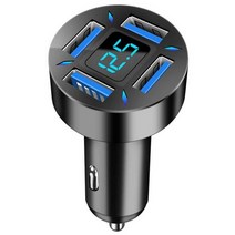 주행충전기 USB C 차량용 충전기 | 66w 고속 어댑터 4 포트 PD QC 3.0 LED 디지털 디스플레이 박쥐의 실시, 01 4.8A
