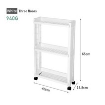 바퀴가 달린 주방 다층 스토리지 랙 선반 조미료용 이동식 정리 병 욕실 액세서리, 3-layer-white
