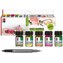 마라부 이지마블 마블링물감 15ml 6색 네온 세트