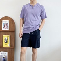 남성 여름 단추없는 오픈 카라 니트티 칼라넥 신입생코디 남성카라티셔츠