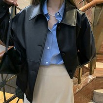 여성 가죽 카라 트렌치 자켓 레더 코트