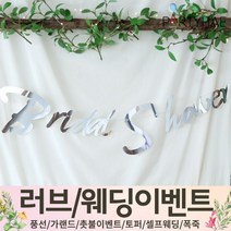 (주)파티해 러브이벤트 스몰웨딩 용품1 A~C - 프로포즈 브라이덜샤워 결혼 기념일 여자친구 홈파티 세트 은박풍선 가랜드 촛불 티라이트 캔들, C07.캘리그래피브라이덜샤워가랜드-실버