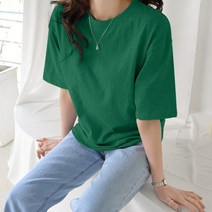 데일리앤 여성 무지 반팔 루즈핏 티셔츠 오로라
