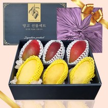[언니네] 골드망고+애플망고 혼합 선물 세트 개별망패드 고급박스 보자기 포장 항공직수입 설선물, 골드망고3과+애플망고3과