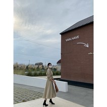 [유니스] 엘르 트렌치 베이지 허리벨트 하객룩 격식룩 데이트룩 상견례룩 며느리룩 셔링 셔츠 롱 원피스