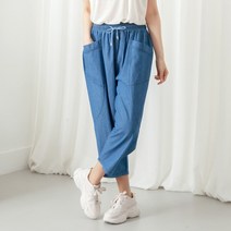 사입자mall F5018 리얼코튼청8부바지 면바지 여름바지 허리밴딩 여름바지 여자바지