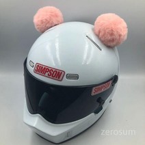 귀여운 오토바이 헬멧 고양이 장식, 핑크 볼 pompoms 한 쌍