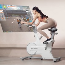 엑사이더 리얼 스피닝 실내 자전거 즈위프트 게임 ES370 헬스 마그네틱 스핀 바이크 가정용 사이클 운동기구, 화이트