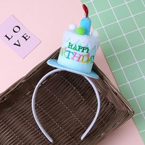 아이템팡 동물 머리띠 놀이동산 파티 운동회 생일 놀이공원, 생일케이크(파랑)
