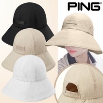 핑 여성 골프 버킷햇 린넨 벙거지 챙 모자 2023, 블랙
