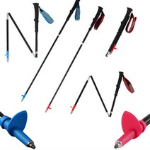 일자형 접이식 3단 경량 등산스틱 지팡이 폴대, 블루