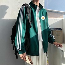 캐쥬얼 운동 가디건 맨투맨 남자 봄가을 트렌드 줄무늬 코트 얇은 와이드 루즈핏 학원 무드 2664639440, 그린 세 타 코트 -소국 프리미엄 판