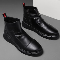 더플로우컴퍼니 남성용 자연스러운 주름 키높이 부츠 4cm + 기모안감