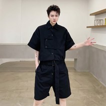남녀공용 조거 롤업 남자 점프수트 우주복 정비복 7부 컨셉 아메카지 배색 정비공