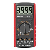 ANENG AN9205A 수동 범위 디지털 멀티 미터 DMM 1 999 카운트 AC 및 DC 저항 NCV 백라이트 테스터 트랜지스터 용량 배터리 측정기 배송없이 레드, 1개