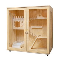 고양이 빌라 호텔 캐비닛 캣타워 케이지 놀이터 펫가구 반려묘 DIY 방수 원목 하우스, 다층 원목 (조립), 고양이 빌라 B2