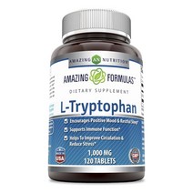 배송5-7일 어메이징뉴트리션 포뮬러 L-트립토판 1000mg 타블렛, 120개입, 6개
