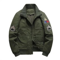 빈티지 스탠드 칼라 자수 봄버 자켓 남자 코트 밀리터리 플리스 퓨리 탱크 두꺼운 윈드 브레이커 플러스 사이즈 6XL