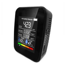 미세먼지측정기 공기질측정기 초미세먼지측정기 대기 질 감지기 co2 tester tvoc 포름알데히드 값 전기량 온도 습도 자동 보정 w경보, 검은색