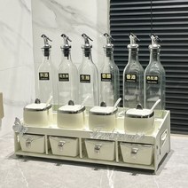 양념통세트 조미료 양념통 선반 Shuben 보관 상자 주방 항아리 병 세트 소금 설탕 홈 스토리지 랙, 3. 15입 우유은사각형 항아리서랍모형 [투명기름병]