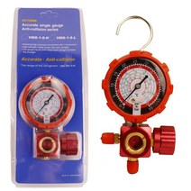R410a 냉매 매니 폴드 게이지 합금 압력계 밸브 압력 게이지 에어컨 냉매 충전 계측 도구, 01 빨간