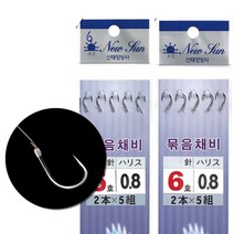 999피싱 민물 무미늘 중층 바늘 무매듭 묶음바늘 채비, 6호